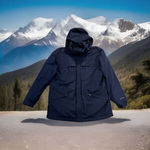 Eddie Bauer Weatheredge‎ Jacket Mens L Vented Waterproof Full Zip Blue Gorepcore